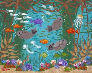 "Kelp Forest Otters VII-$800.00-8x10"
